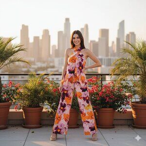 Elliatt Tahlee Floral Print Halter Top & Pants Set in Multi